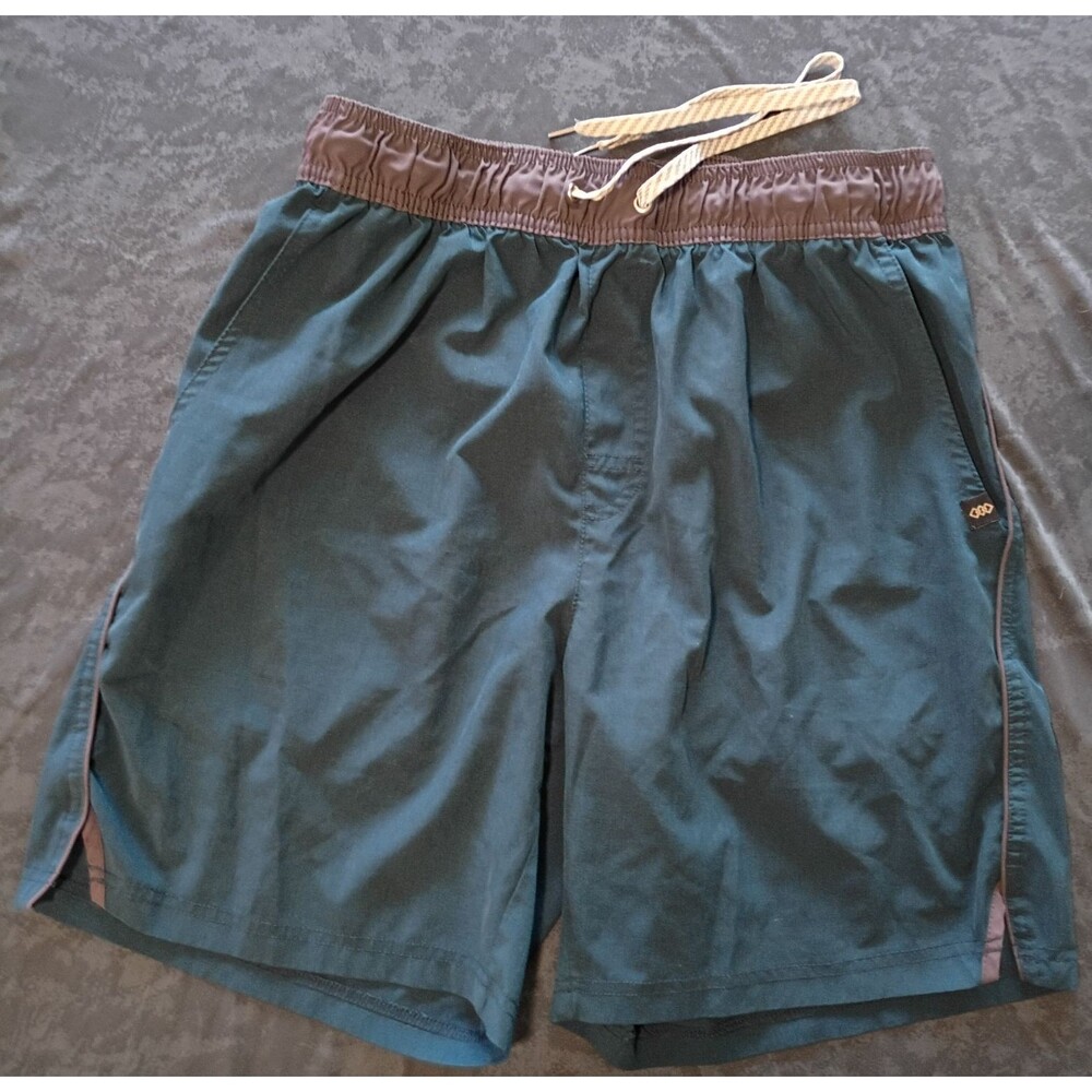 LEG3ND Men's Teal Brown Casual Shorts Drawstring Elastic Waist Pockets Size M